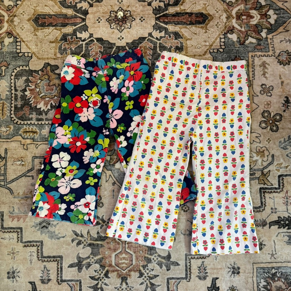 Vintage Girls 70s Clothing Lot 7pc Colorful Heart Button Flare Pants Tops Dress - Picture 2 of 16